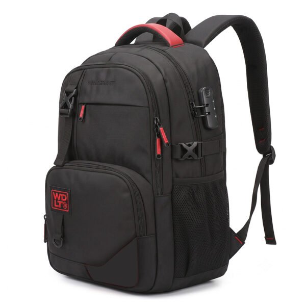 Mochila portanotebook con candado cierre reforzado y bolsillos internos WDLT Urban Red - Negro